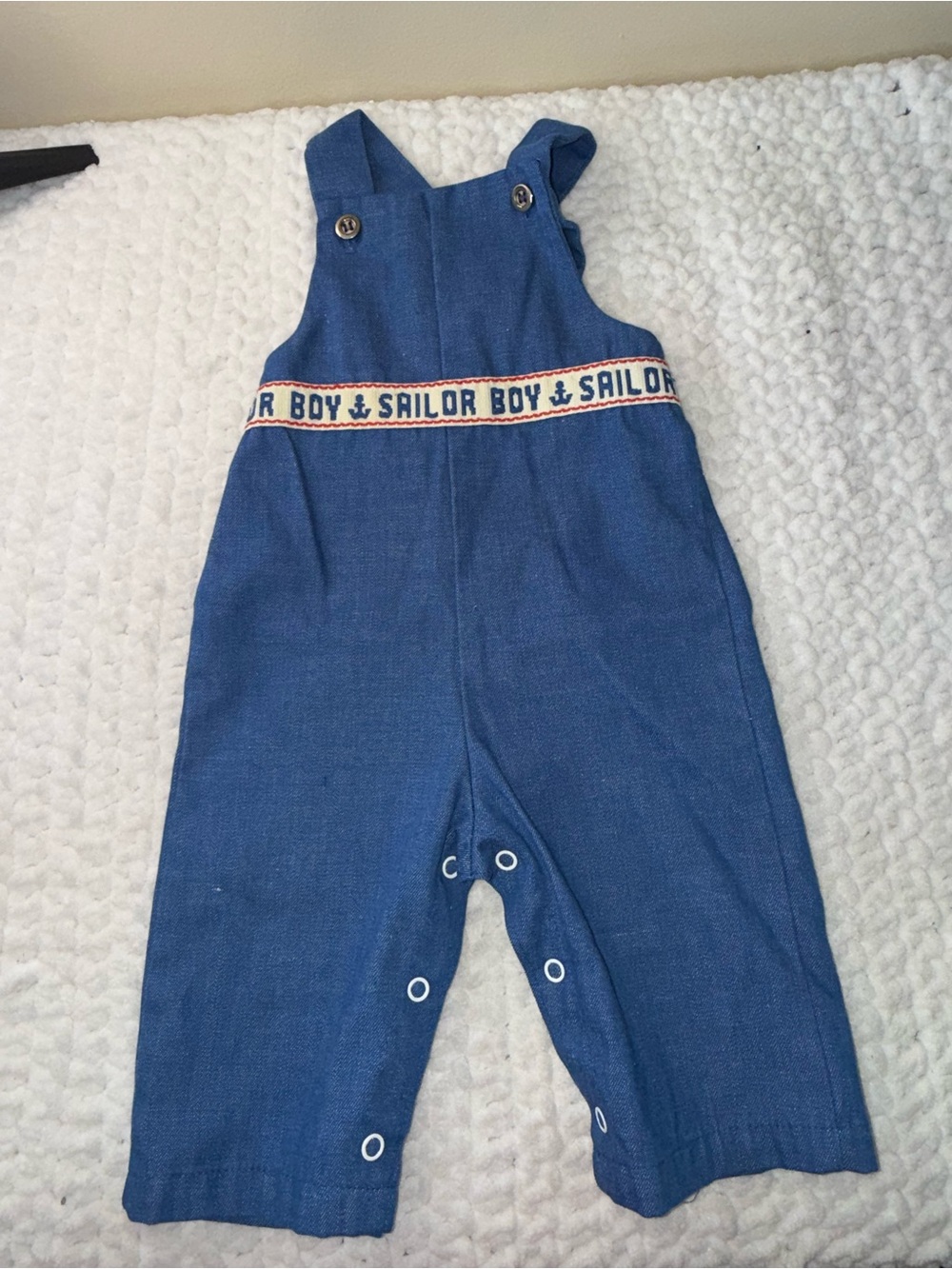 Vintage Sailor Boy Blue Cotton Kids Overalls